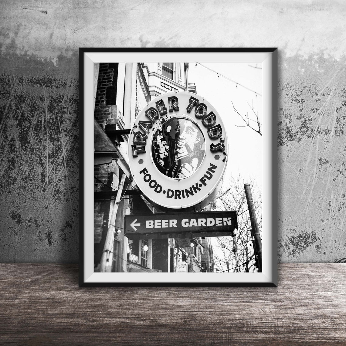 Trader Todd's Food Drink Fun Round Sign Vintage Chicago Bar Poster - Image 2