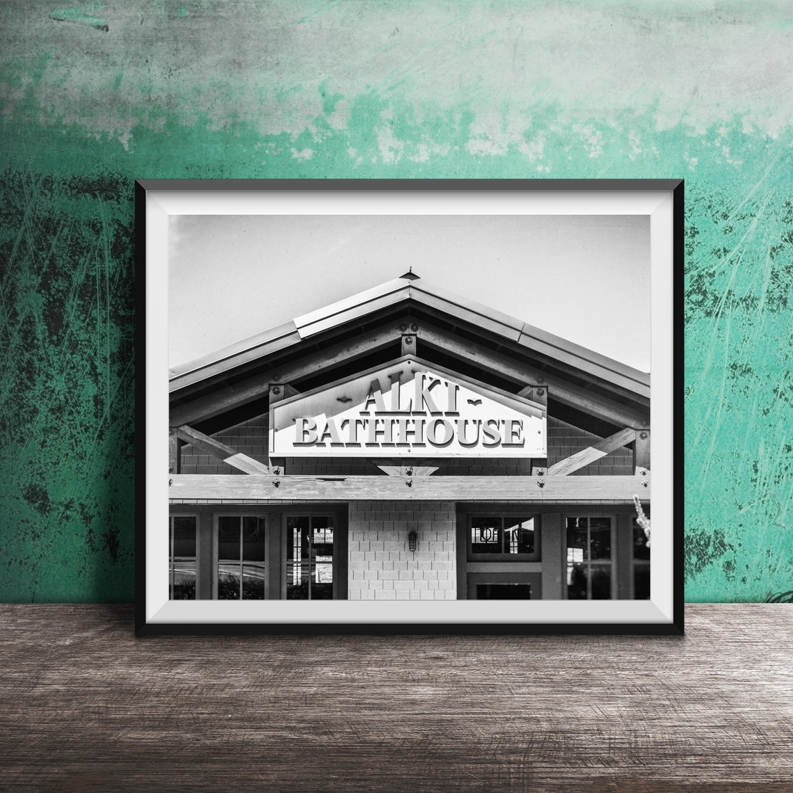 Alki Bathhouse Red Timber Vintage Seaside Building Sign Poster - Image 2