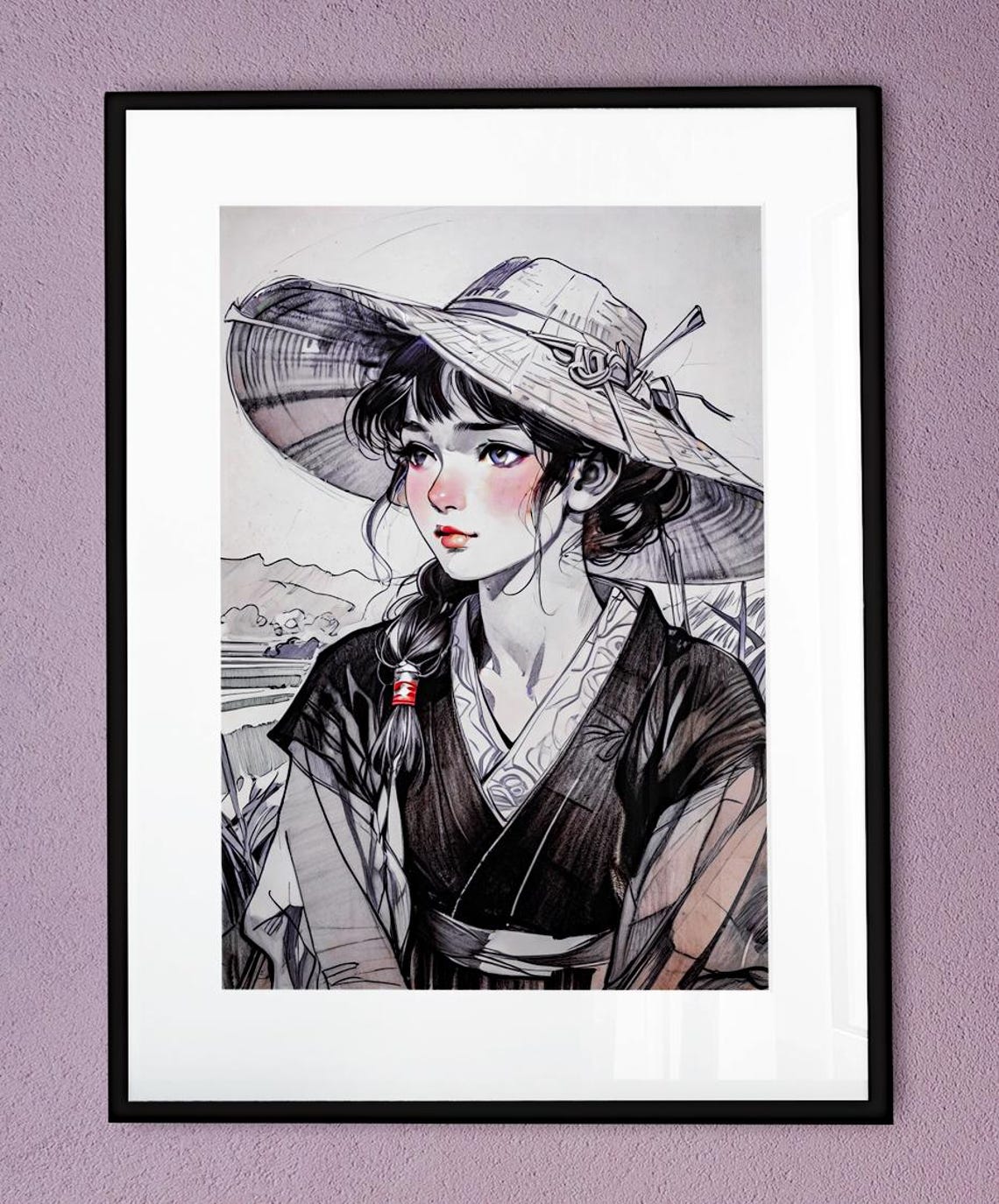 Anime Girl Poster, Retro Manga Art Print