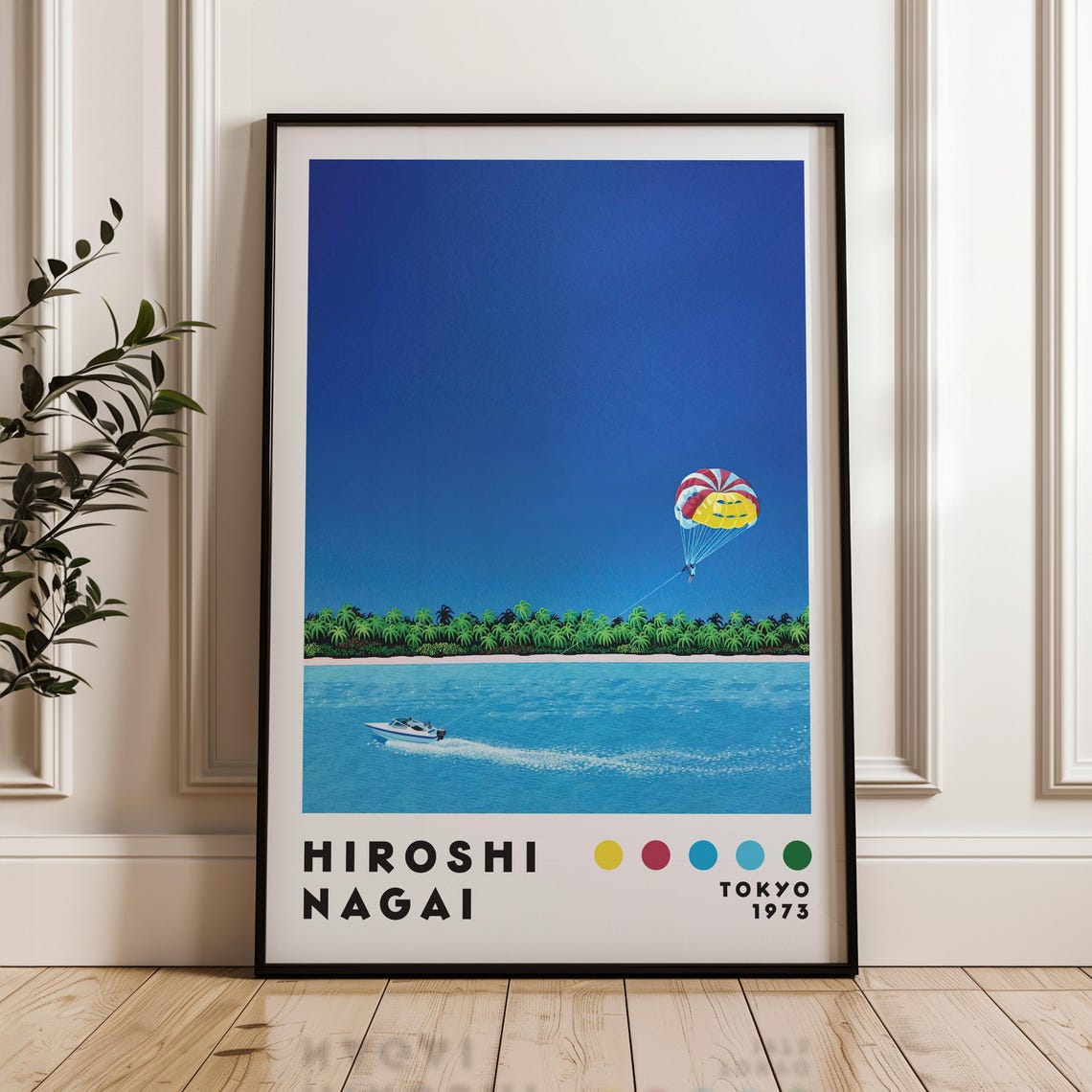 Hiroshi Nagai Parasailing Tropical Beach Blue Sky Summer Poster