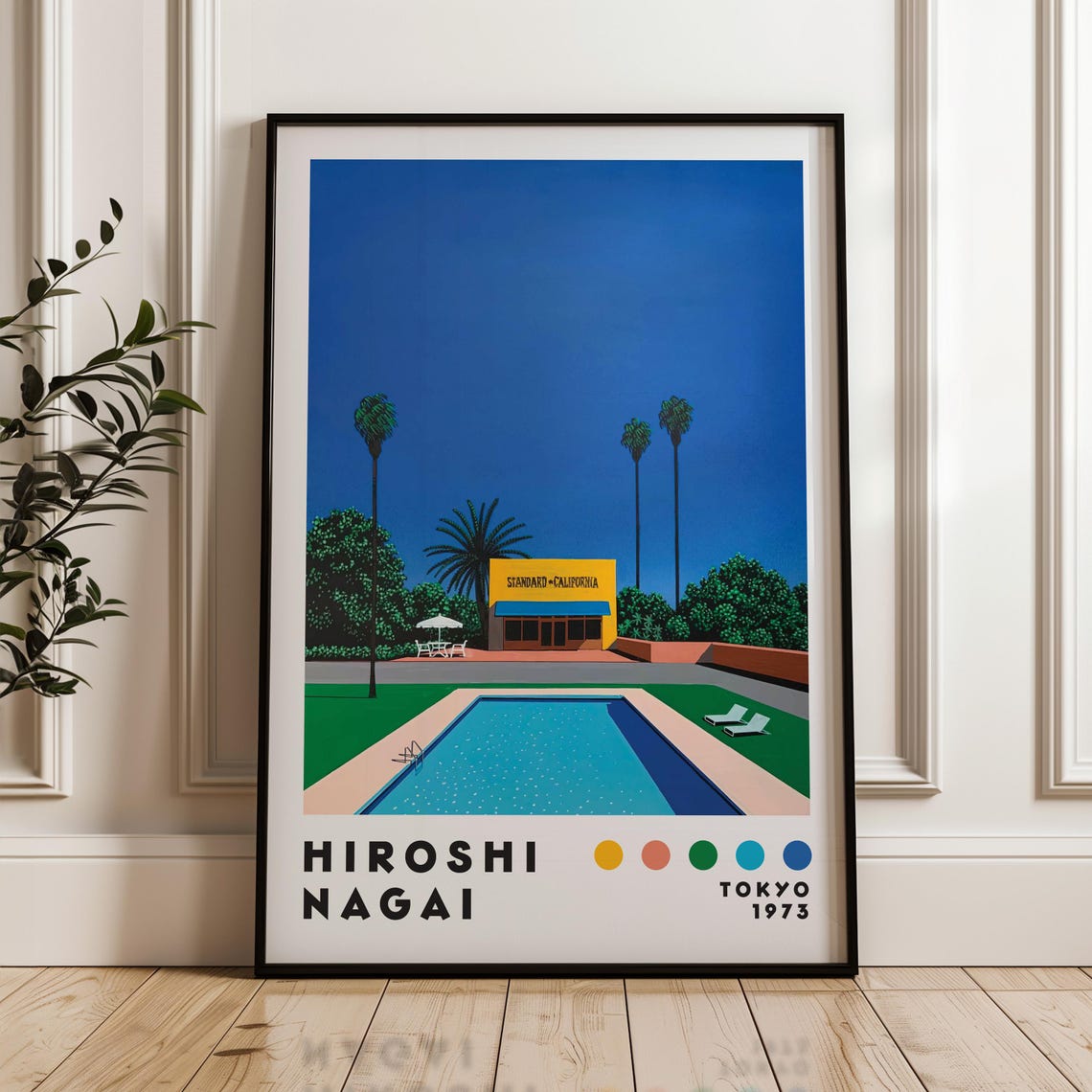 Hiroshi Nagai Standard California Pool Palm Trees Midday Art Poster