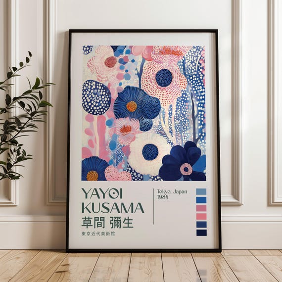 Yayoi Kusama Print Modern Art Exhibition Poster Livingroom Maximalist Japandi Wall