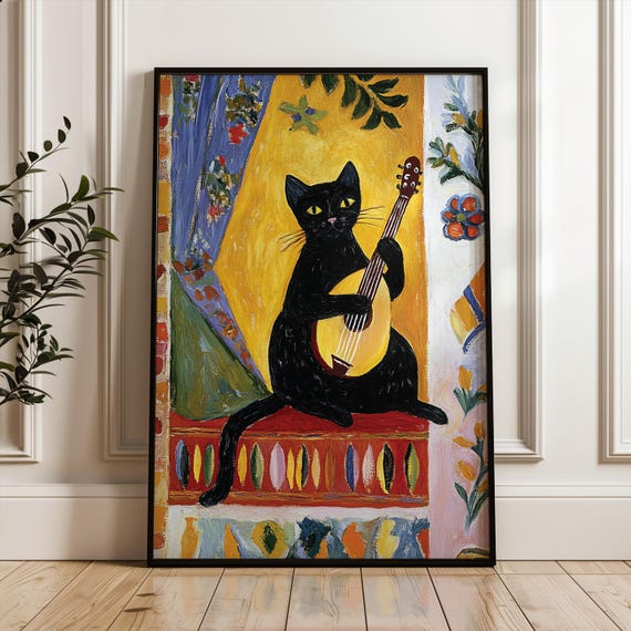 Black Cat Poster Funny Print Art Musician Henri Matisse Gift For Mom