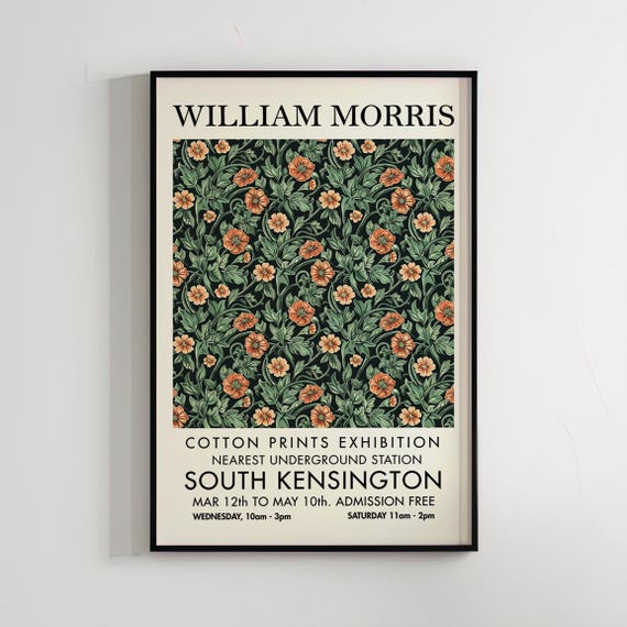 William Morris Art Poster Floral Pattern Mid Century Modern Wall Home Decor Botanical