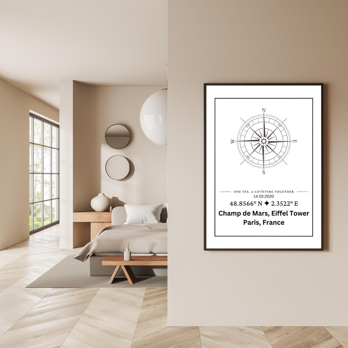 Custom Coordinates Compass - Personalized Art - Image 2