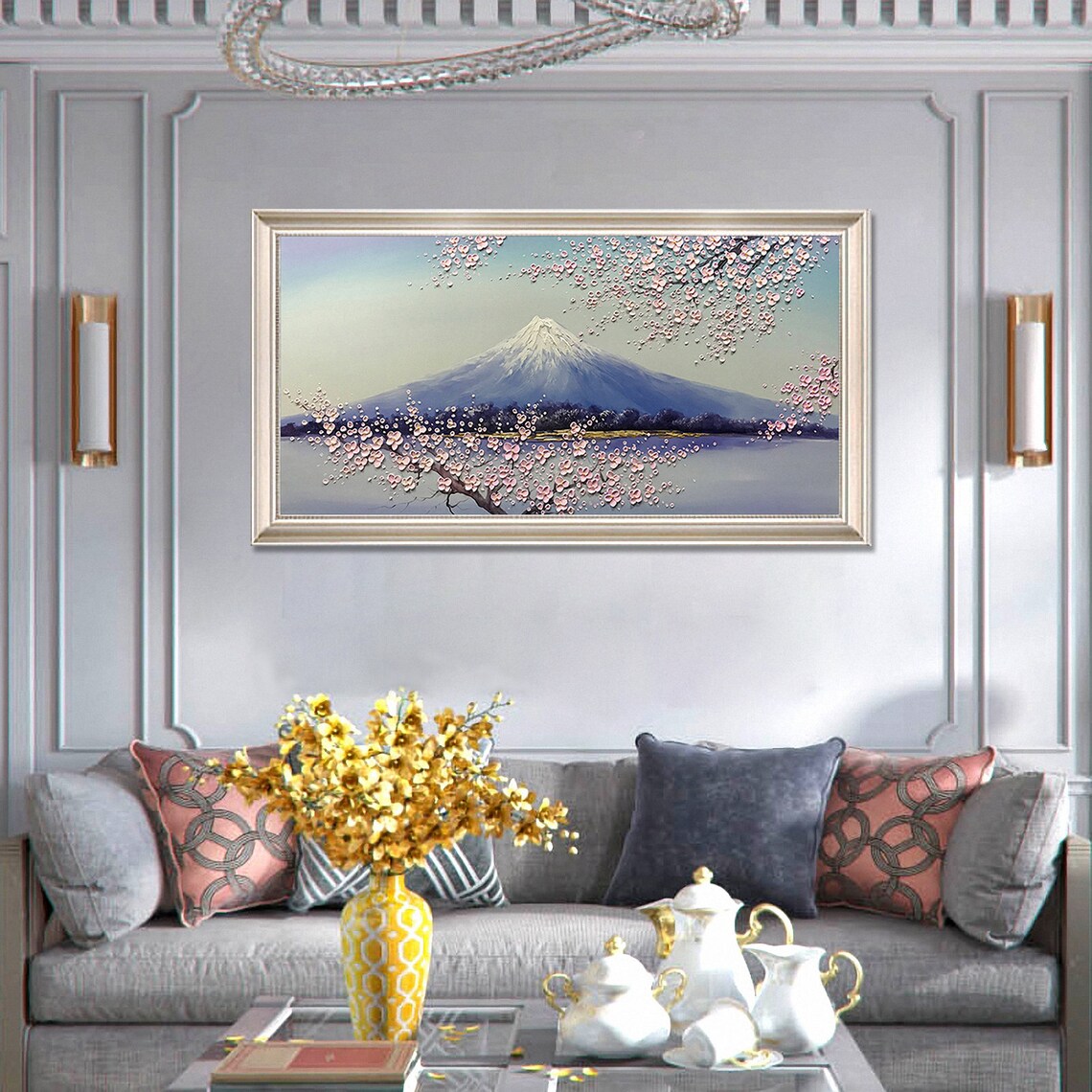Mount Fuji Cherry Blossoms, Modern Wall Art Print - Image 4