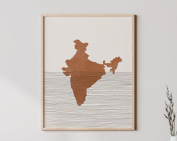 India Print Boho Wall Art And Decor Country Travel Poster Map Silhouette