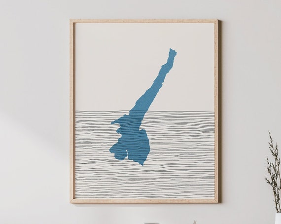 Lake Garda Boho Minimalist Travel Poster, Italy Map