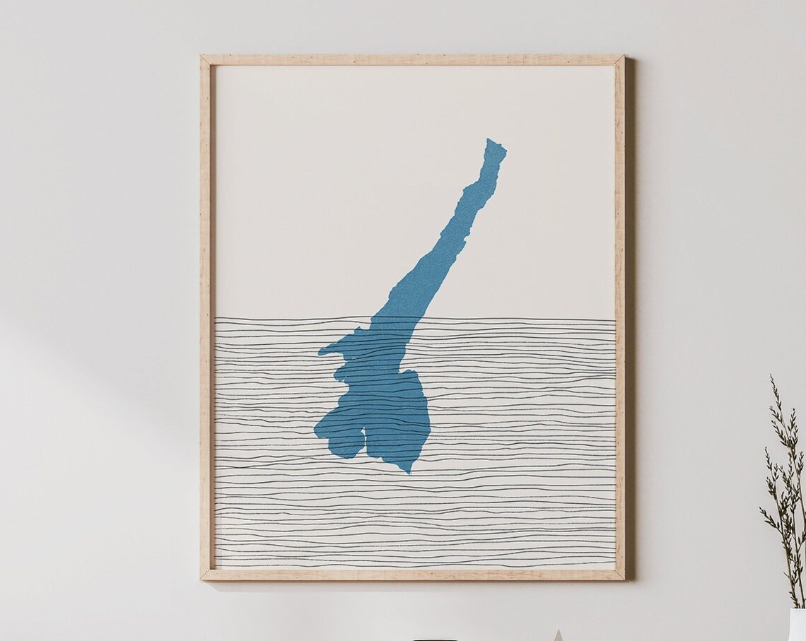 Lake Garda Boho Minimalist Travel Poster, Italy Map