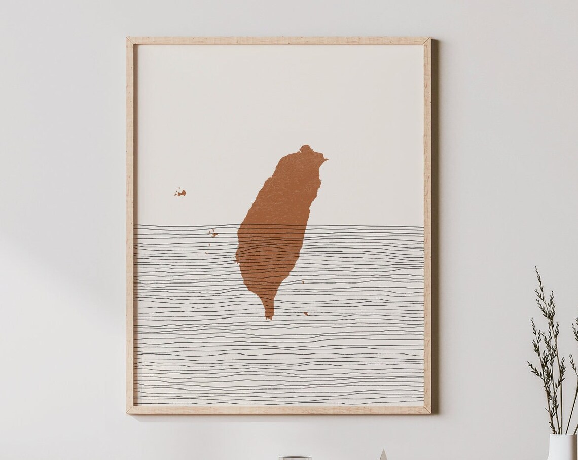 Taiwan Boho Travel Poster Map Silhouette