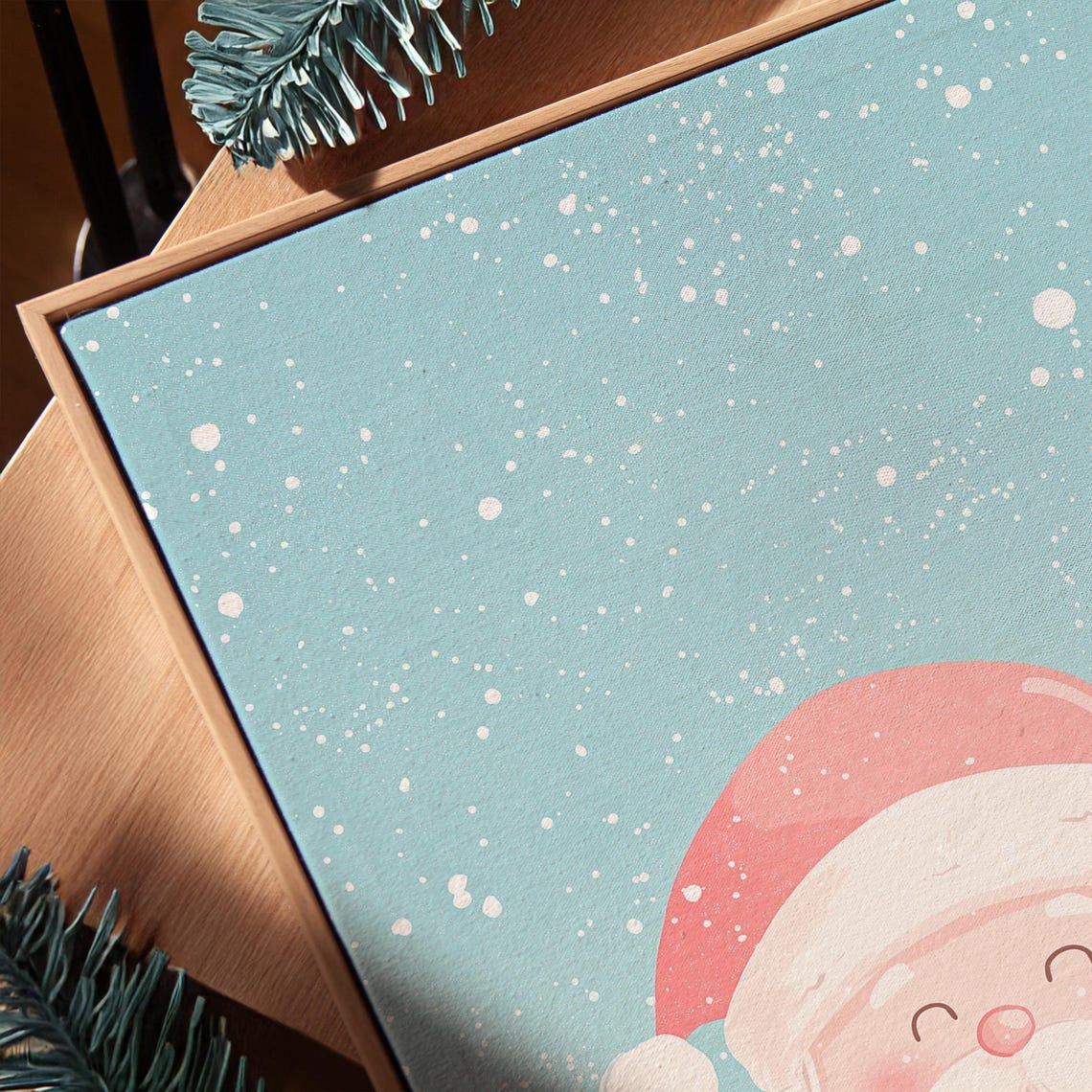 Cute Pastel Santa Claus Smiling in a Snowy Winter Wonderland Poster - Image 4