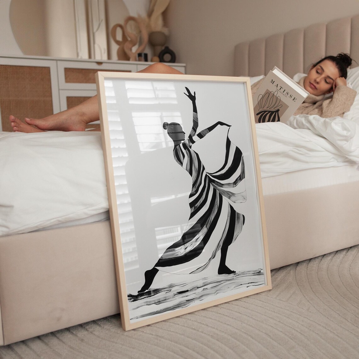 Modern Dance Black and White Abstract Ballet Art Print - Image 4