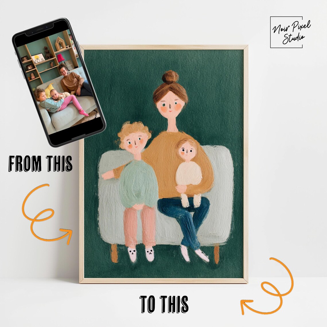 Custom Emerald Abstract People Personalised Portrait - Image 5