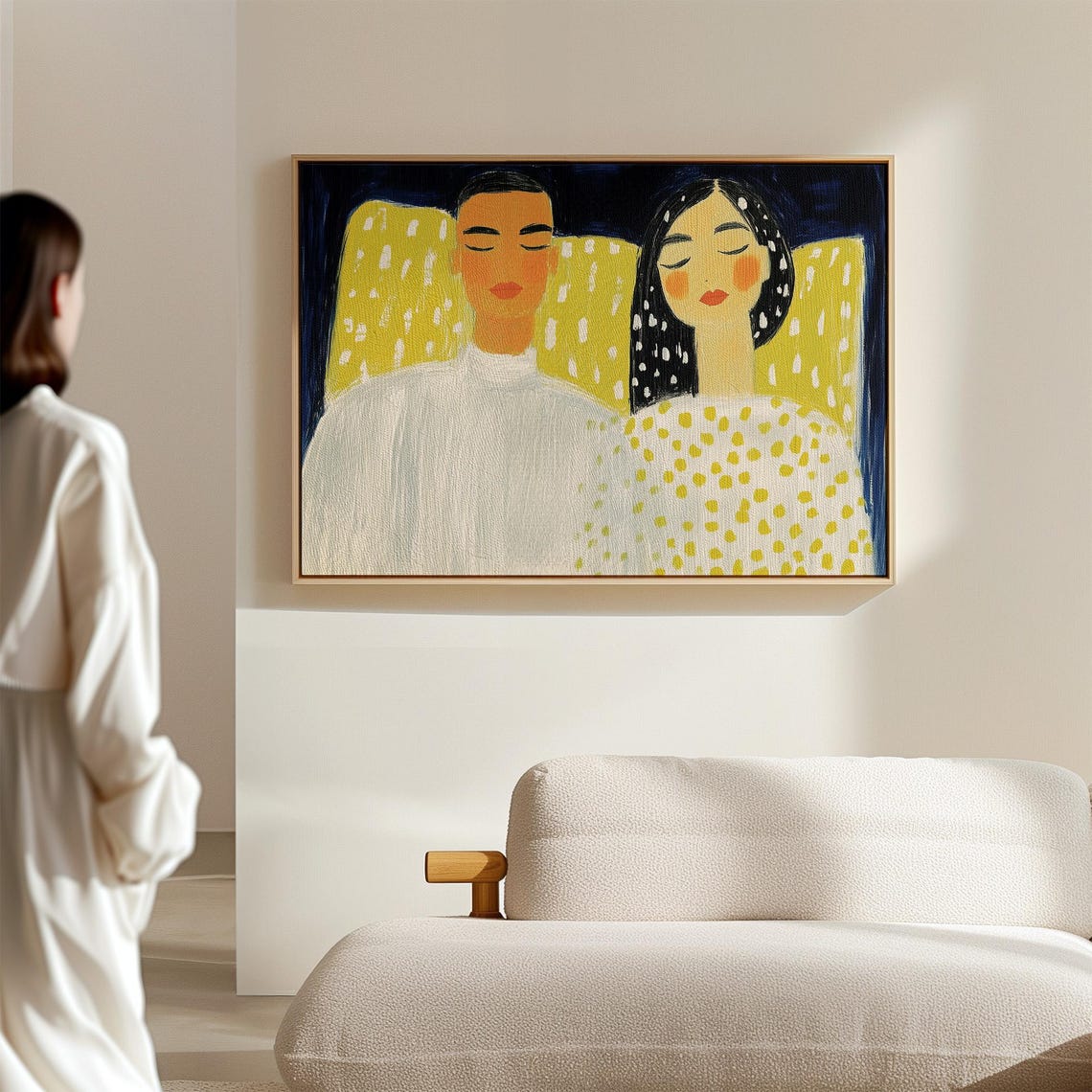 Two Women in White Before a Bright Yellow Polka Dot Field Poster - Image 2