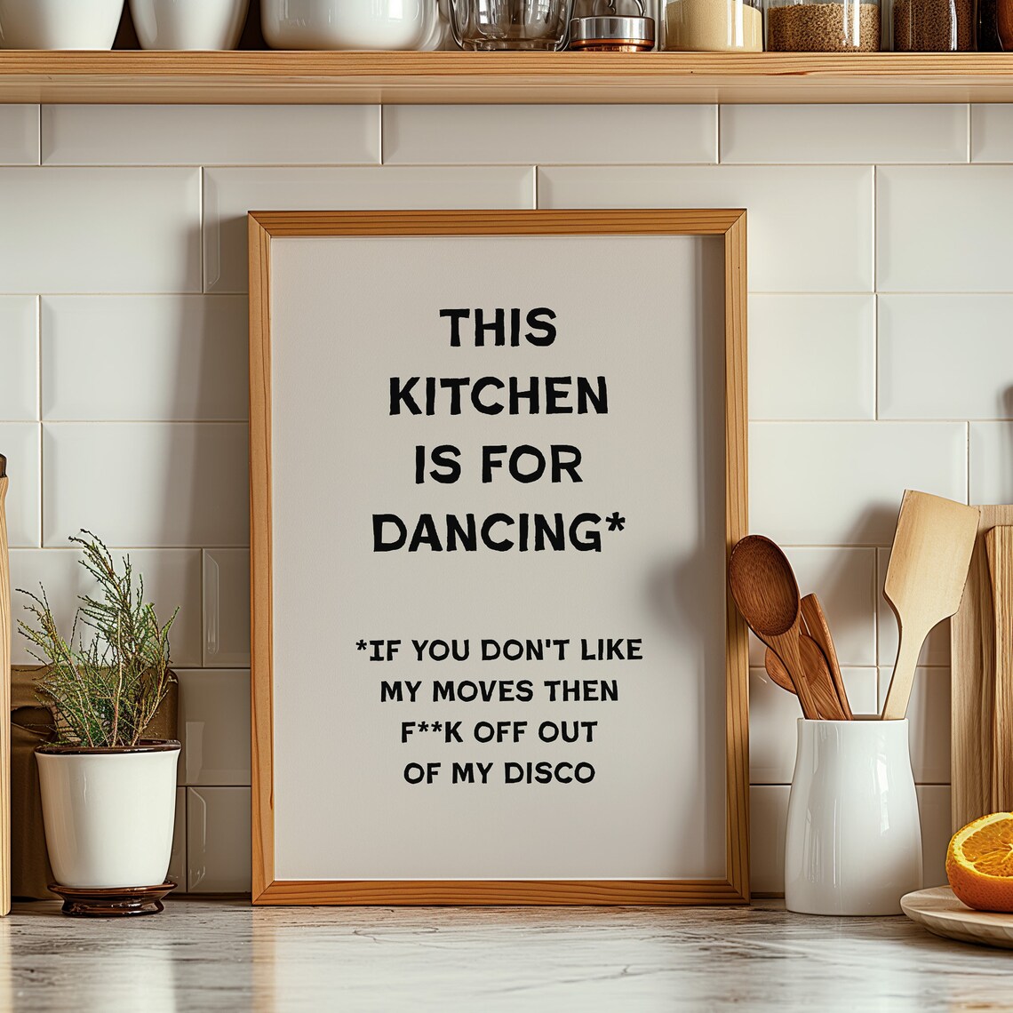 Funny Kitchen Decor Cute Cooking Art Kitchen Wall Art Print Minimalist Typography Print Black And White Chef Art Print - Image 2
