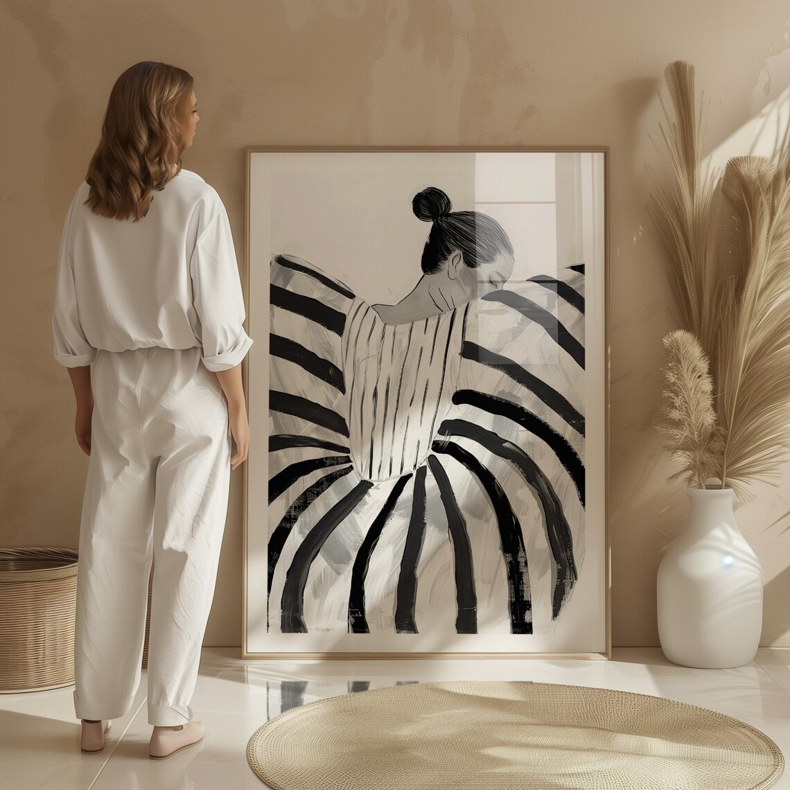 Abstract People Art Print, Mid-Century Minimalist - Image 4