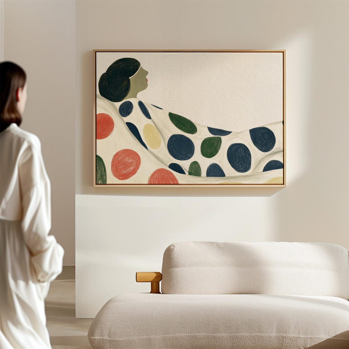 Abstract Reclining Woman Wrapped in Colorful Polka Dots Poster - Image 4