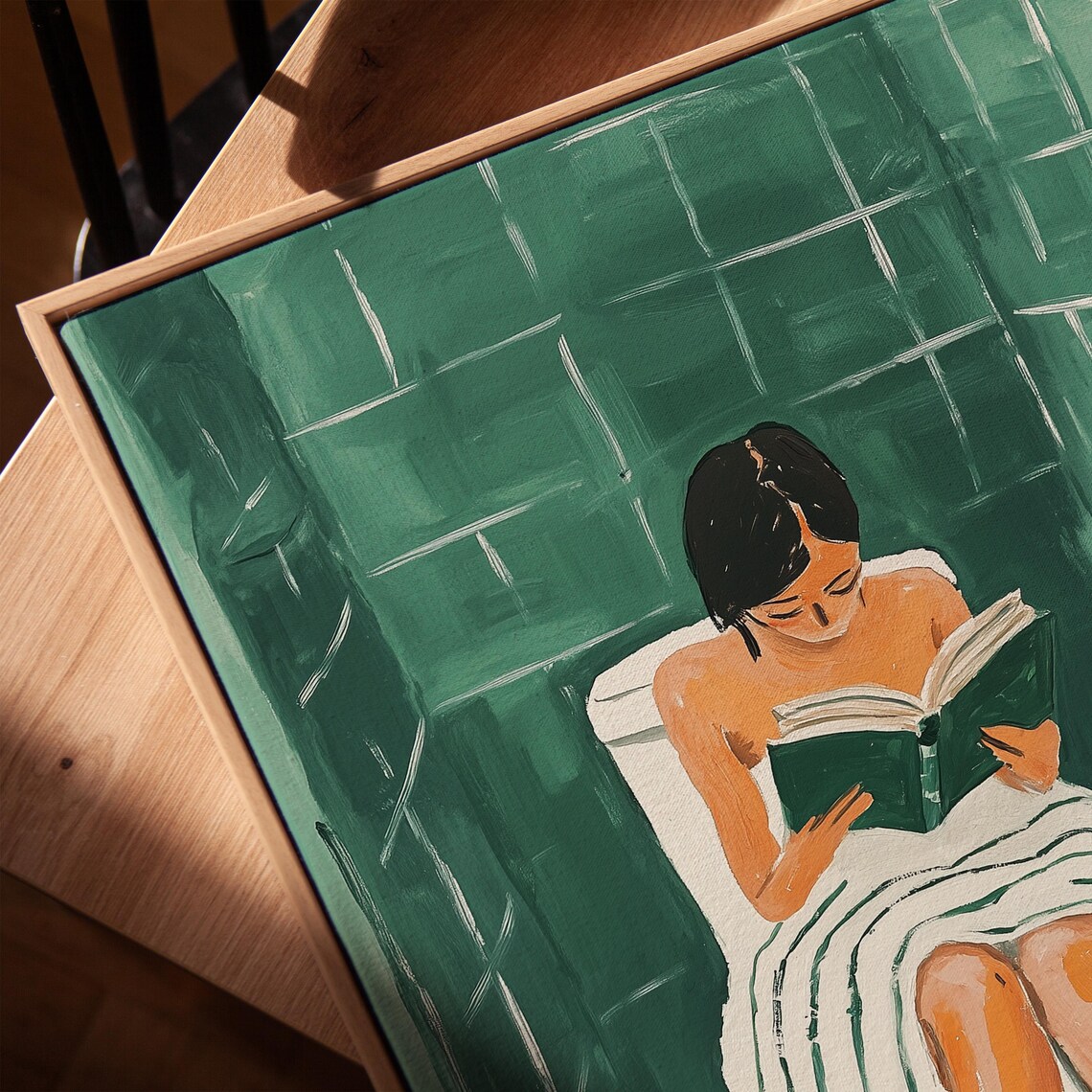 Modern Woman Reading On Toilet, Bathroom Decor - Image 4