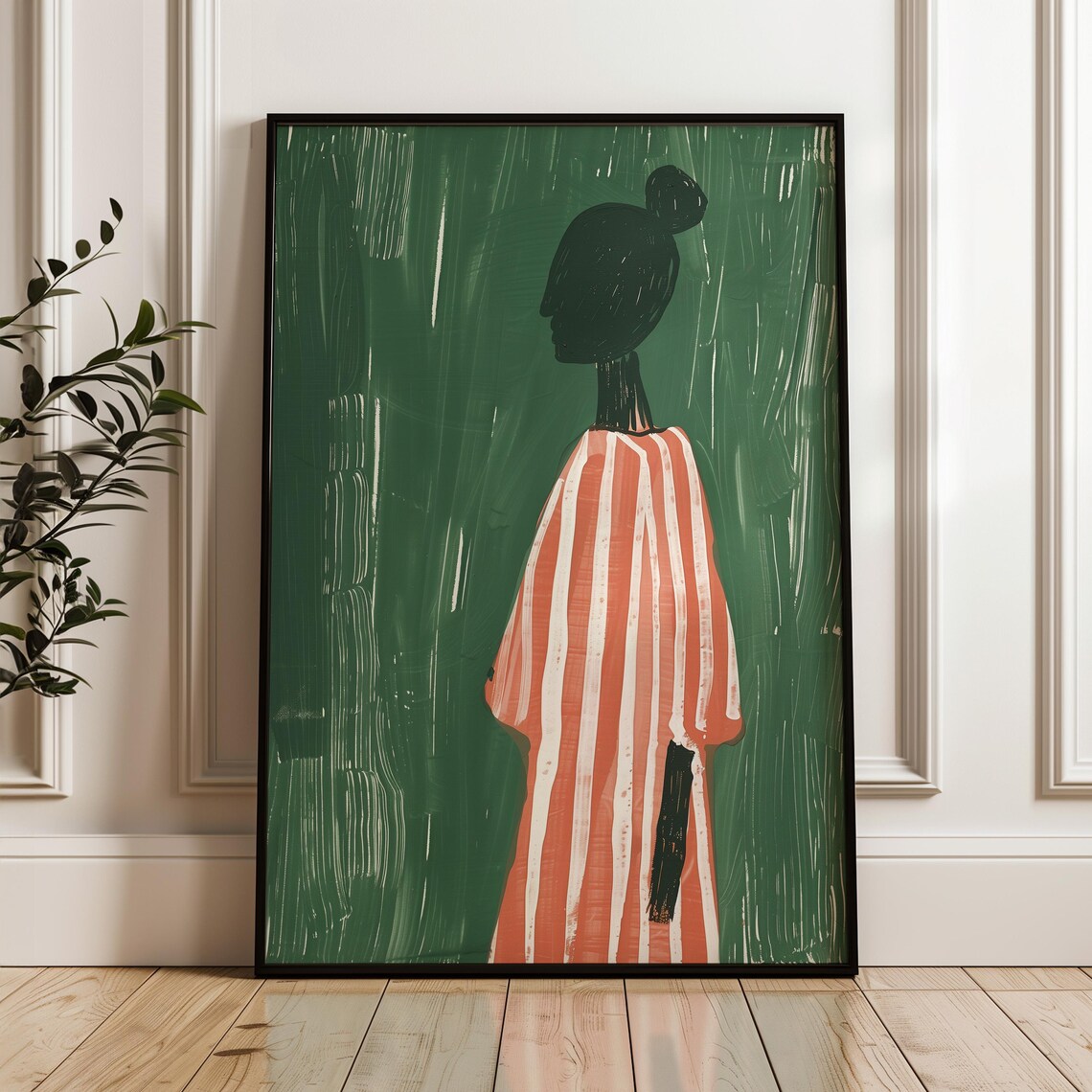 Emerald Green Abstract People, Contemporary Wall Art Print