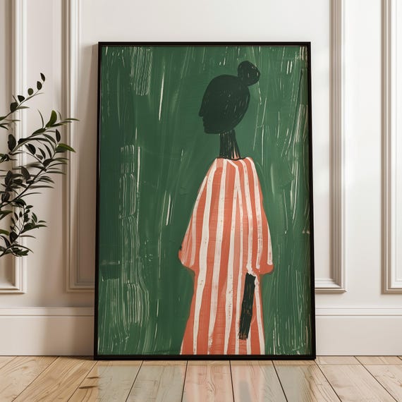Emerald Green Abstract People, Contemporary Wall Art Print
