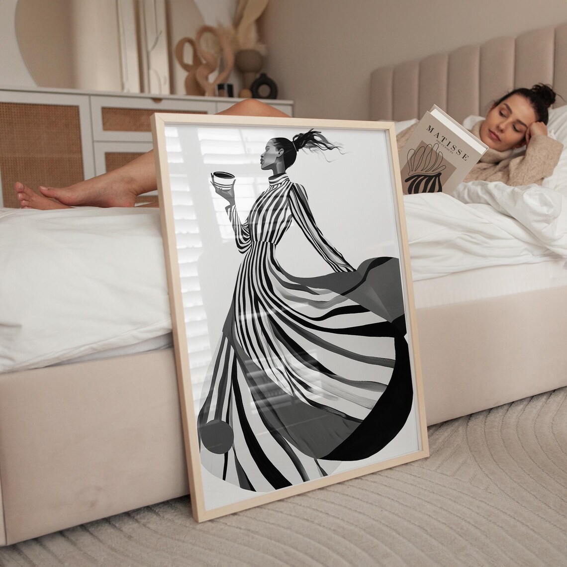 Black and White Abstract Woman Minimalist Art Print - Image 4