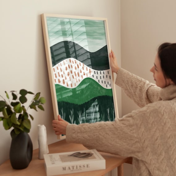 Abstract Green Travel Mountain Art Print