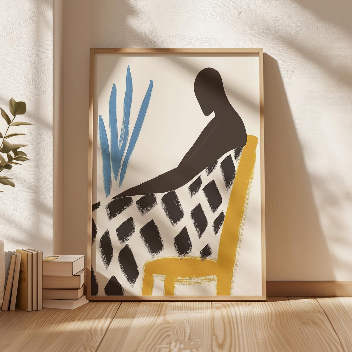Abstract Minimalist Figure Print Modern Silhouette Art Black And White Geometric Chair Serene Illustration Boho Wall Decor