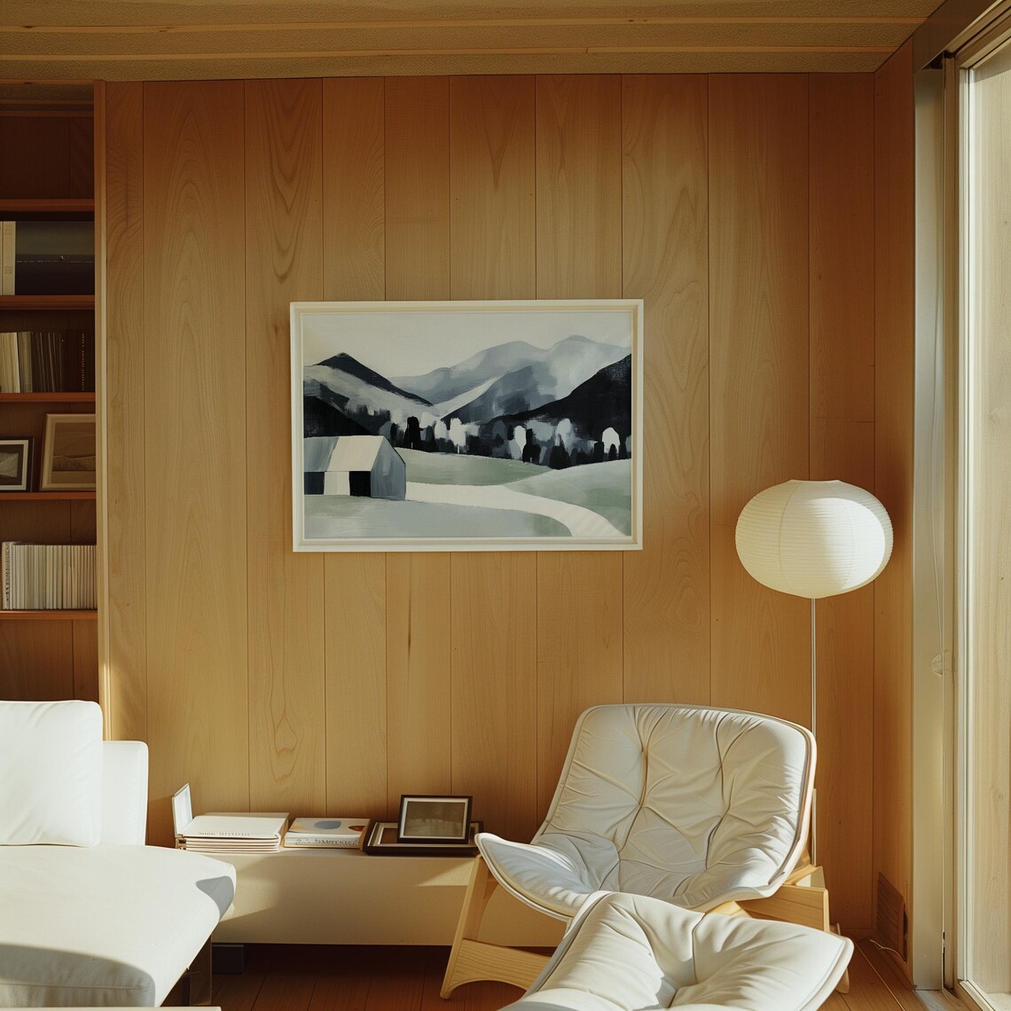 Minimalist Farmhouse Landscape Art Print, Rural Hills - Image 5