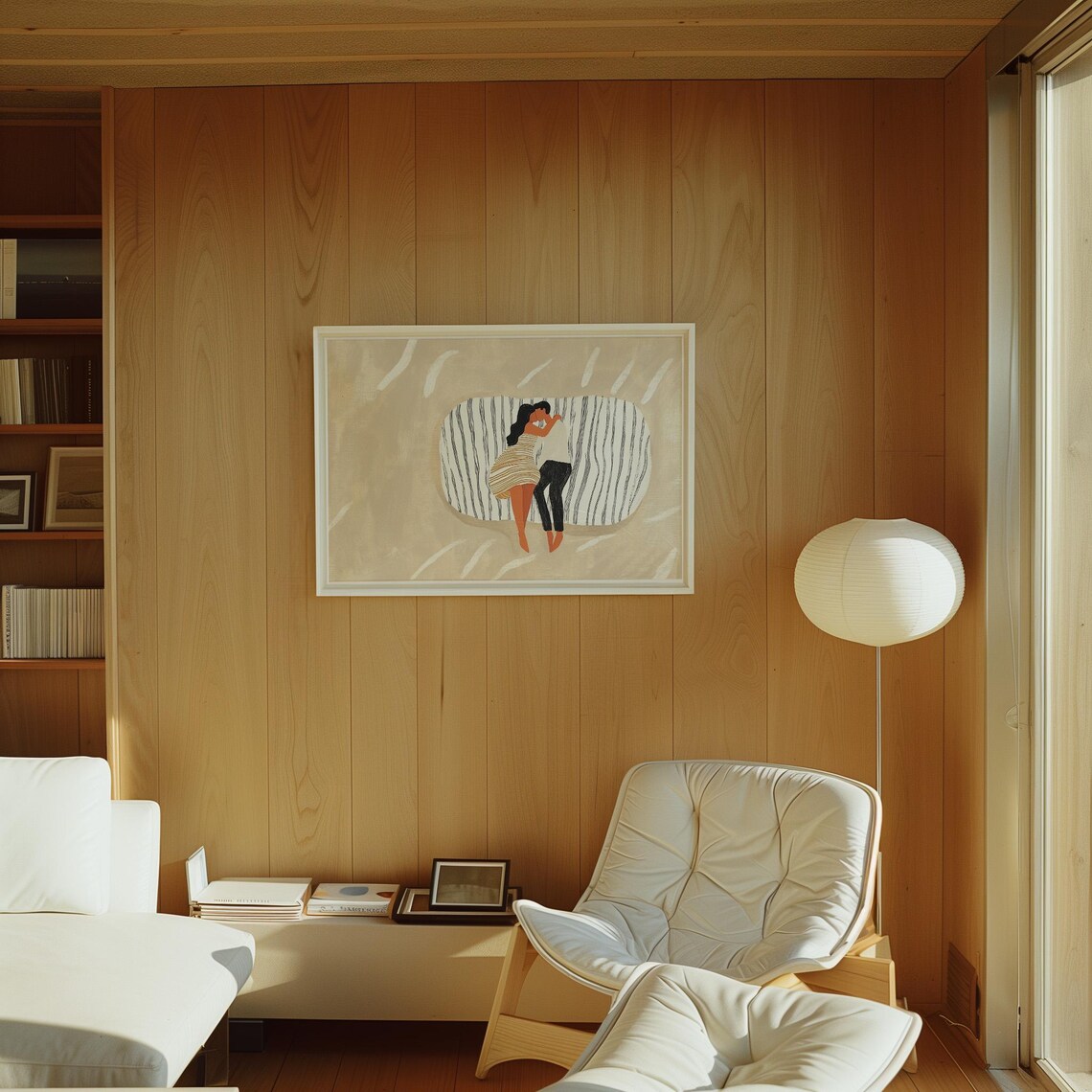 Abstract Couple Print, Minimalist Bedroom Love Art - Image 3