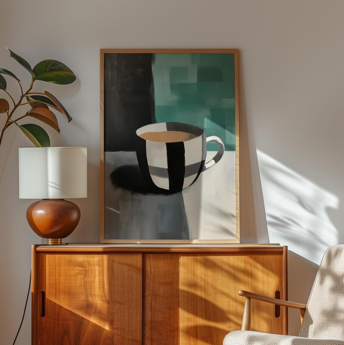 Modern Abstract Coffee Cup Print Black And White Wall Art Minimalist Tea Mug Poster Contemporary Kitchen Decor Art Gift - Image 2