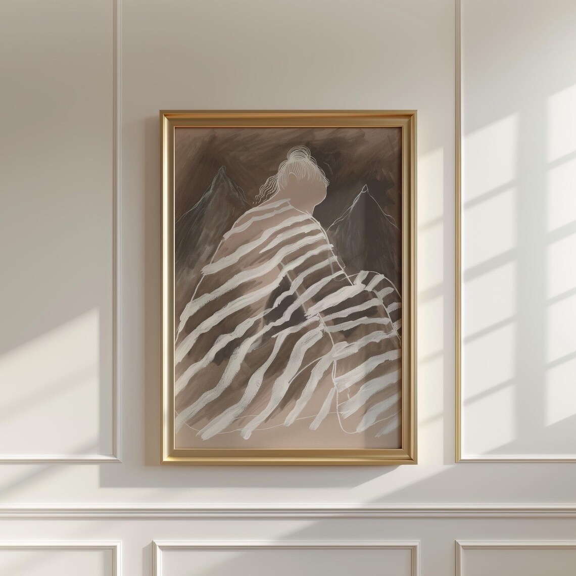 Abstract Neutral Mountain Silhouette Art Print