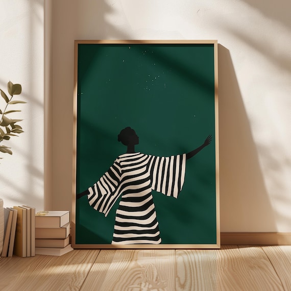 Emerald Green Kimono Woman Silhouette Bold Minimalist Style Poster