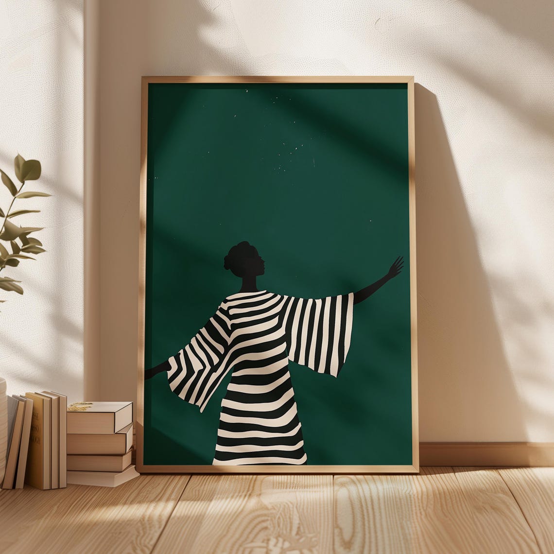Emerald Green Kimono Woman Silhouette Bold Minimalist Style Poster