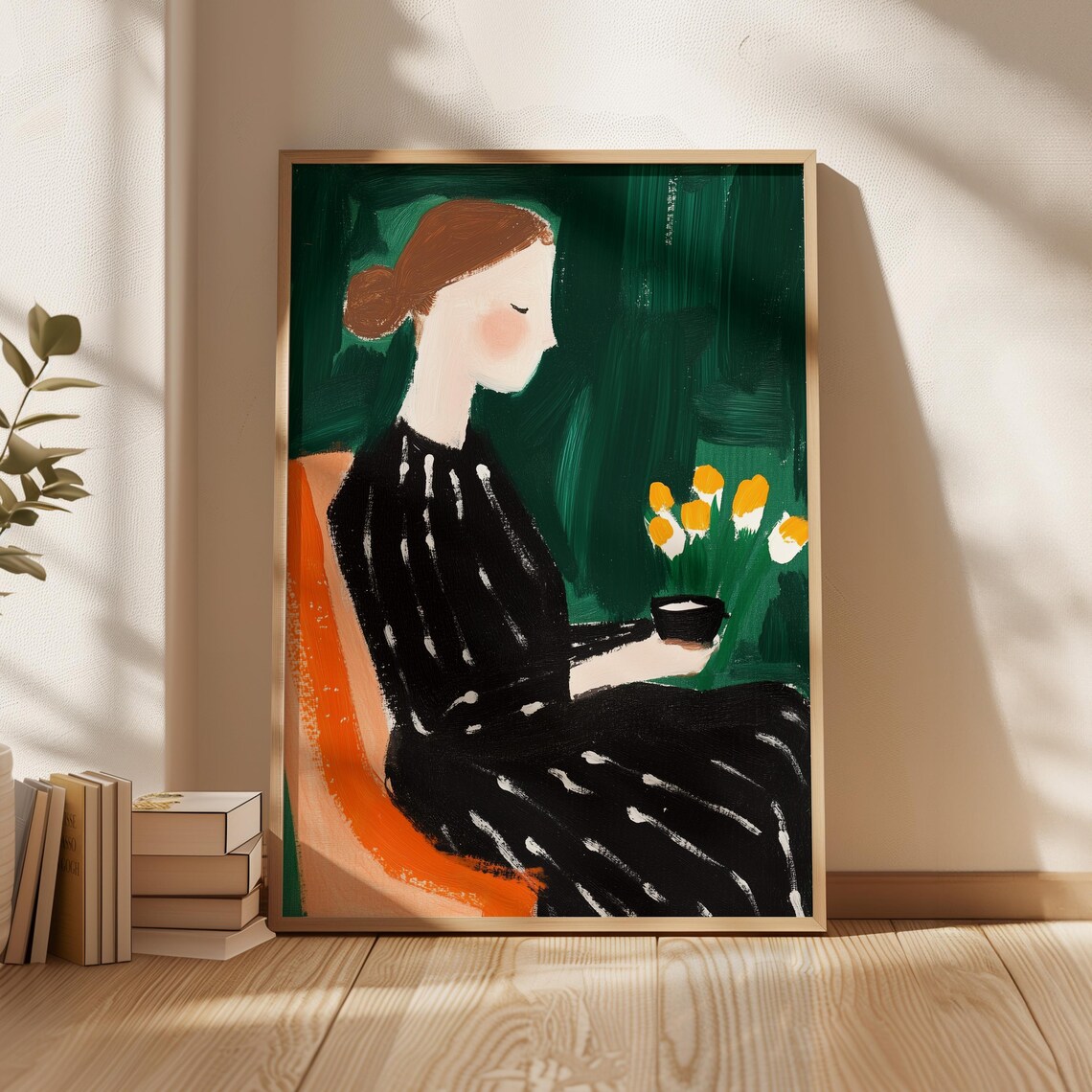 Minimalist Woman In Black Dress, Modern Poster