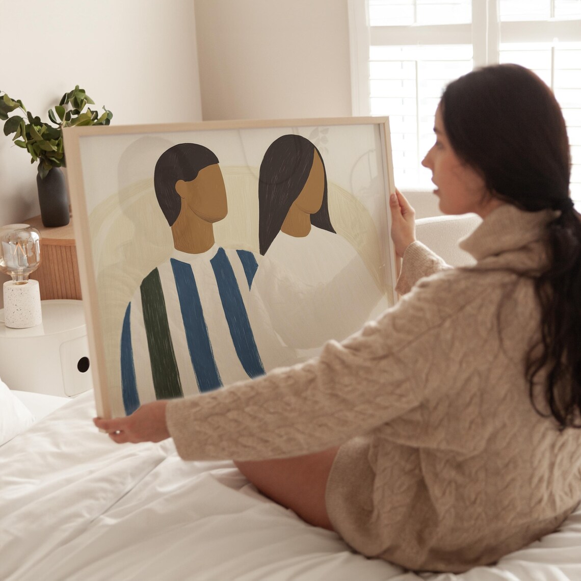 Minimalist Couple Portrait, Modern Love Illustration - Image 2