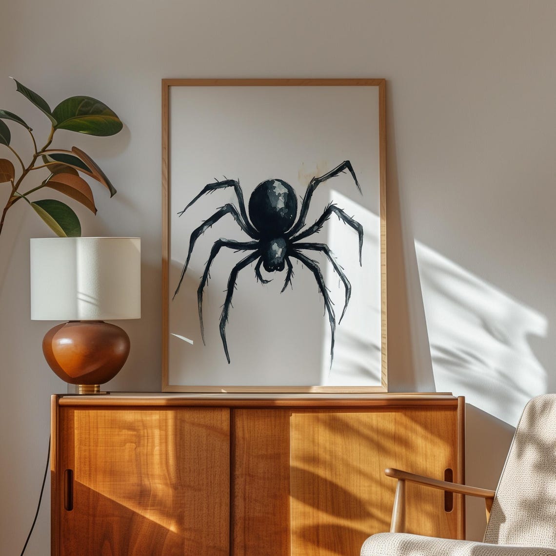 Gothic Black Spider Watercolor Minimalist Halloween Insect Poster - Image 2