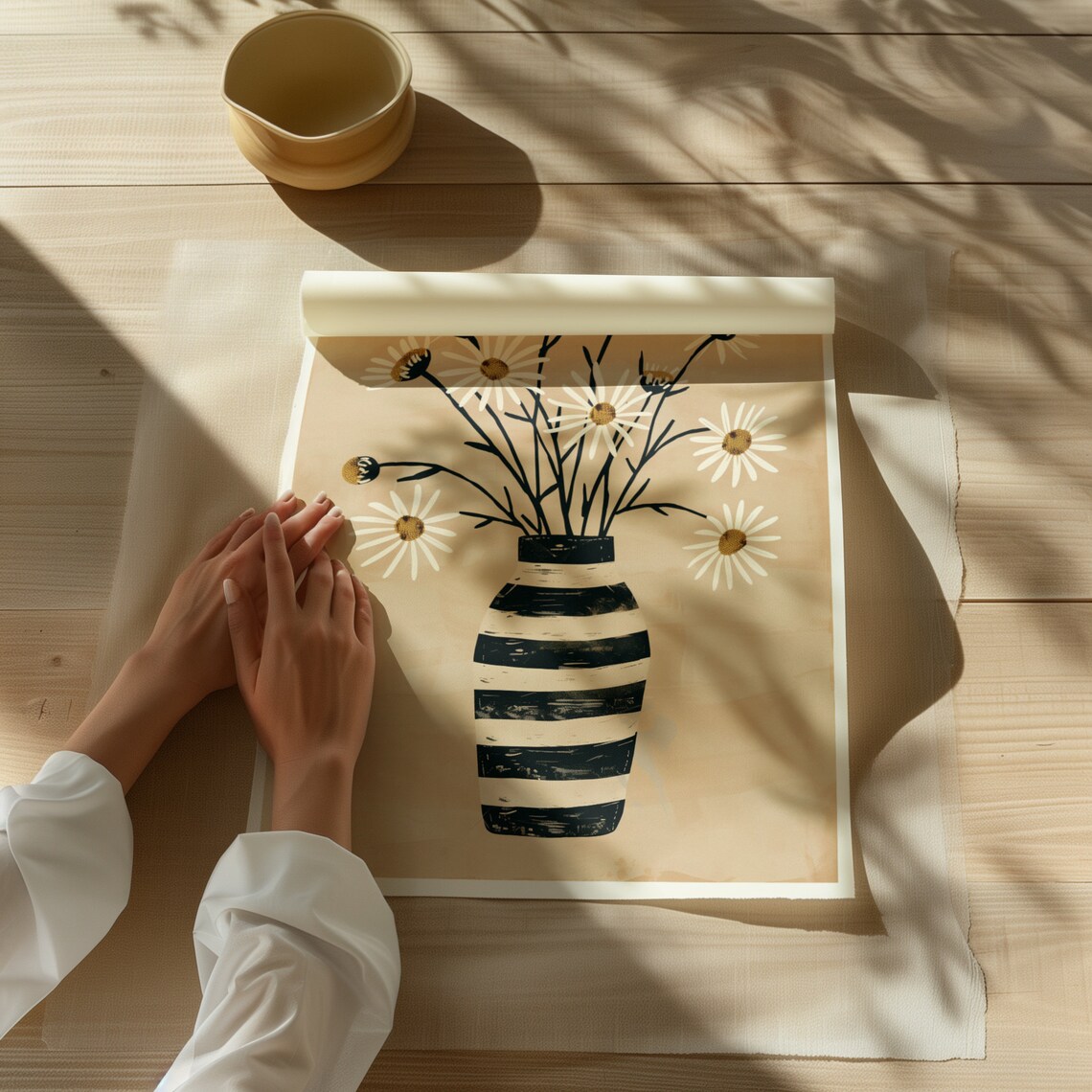 Daisy Vase Boho Neutral Floral Illustration - Image 2