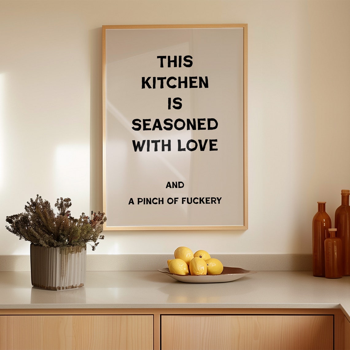 This Kitchen Is Seasoned with Love Funny Quote Kitchen Wall Poster - Image 2