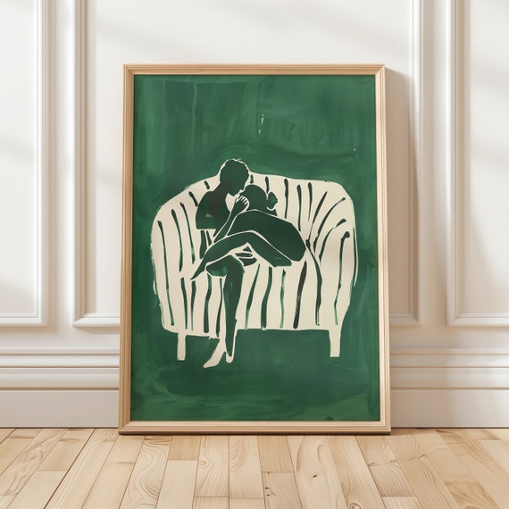 Abstract People Contemporary Minimalist Green Art Print