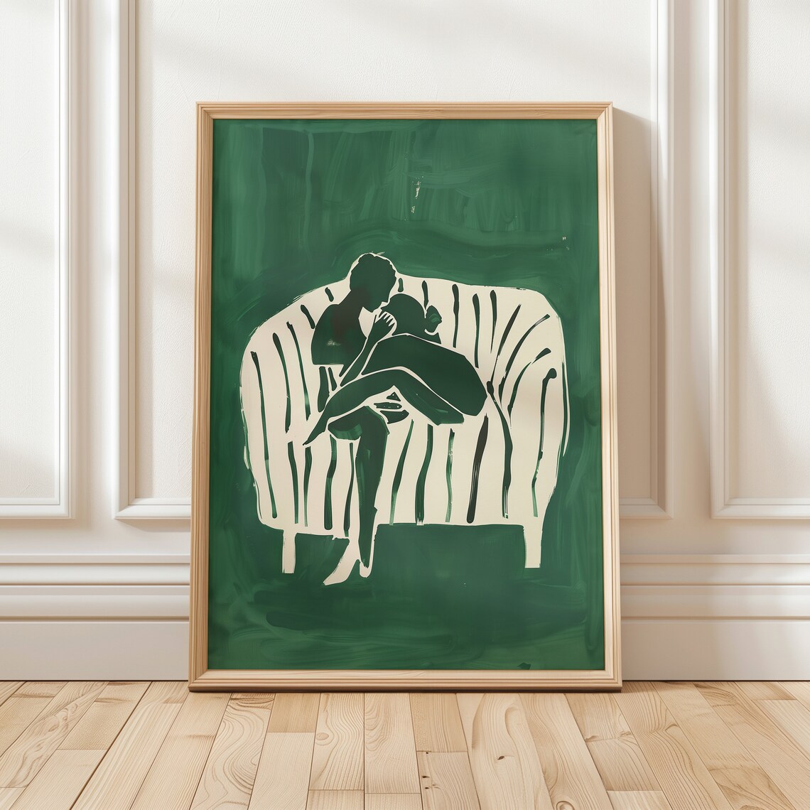 Abstract People Contemporary Minimalist Green Art Print