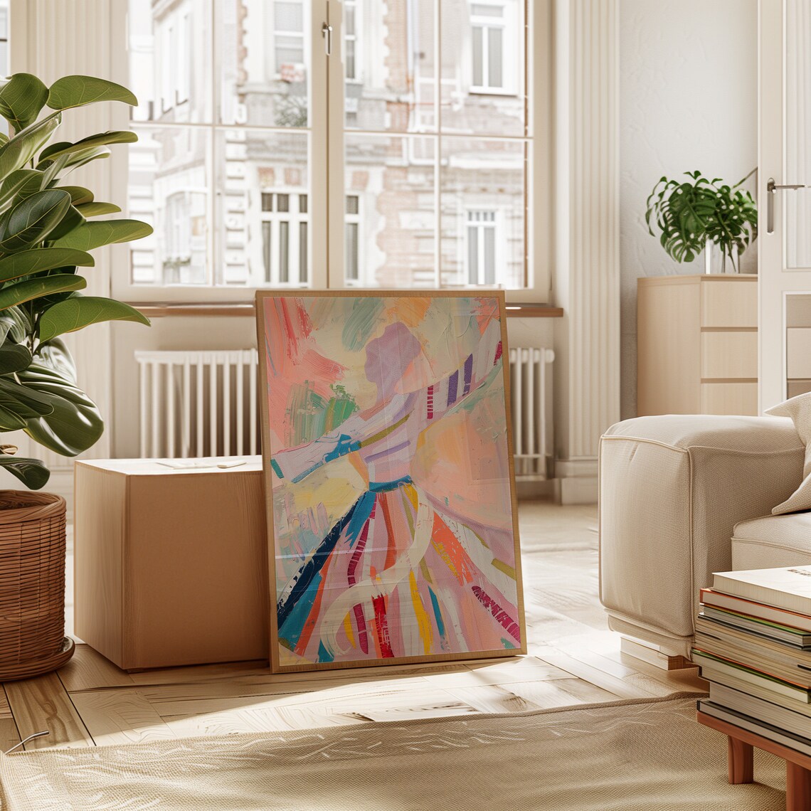 Dance Of Joy Pastel Abstract Figure Art Print - Image 2