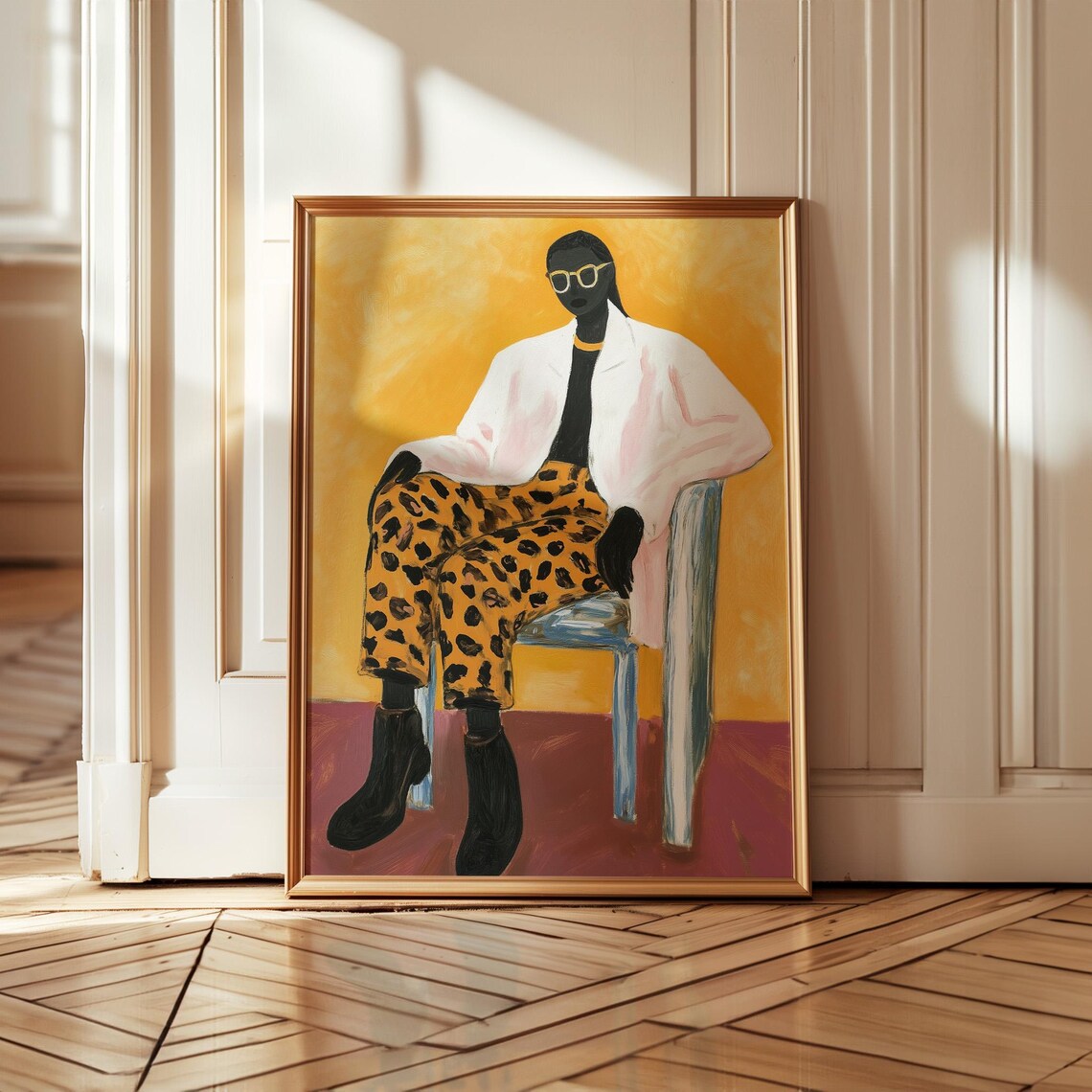 Bold Leopard Pattern Fashion Illustration Stylish Modern Woman Art Poster
