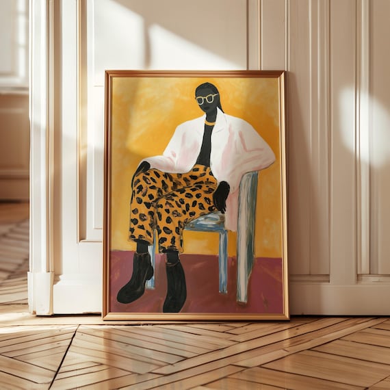 Bold Leopard Pattern Fashion Illustration Stylish Modern Woman Art Poster