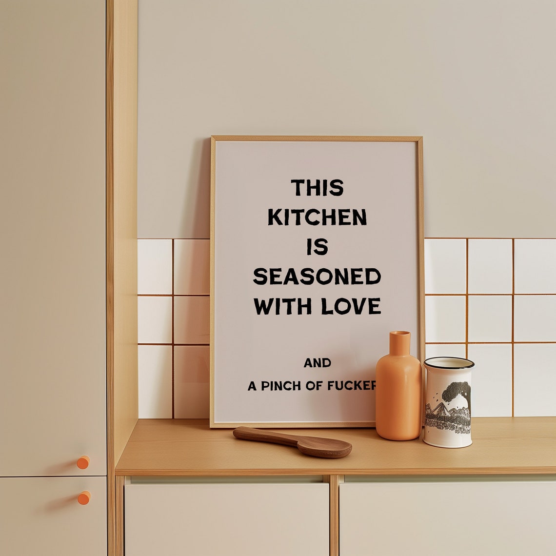This Kitchen Is Seasoned with Love Funny Quote Kitchen Wall Poster - Image 4