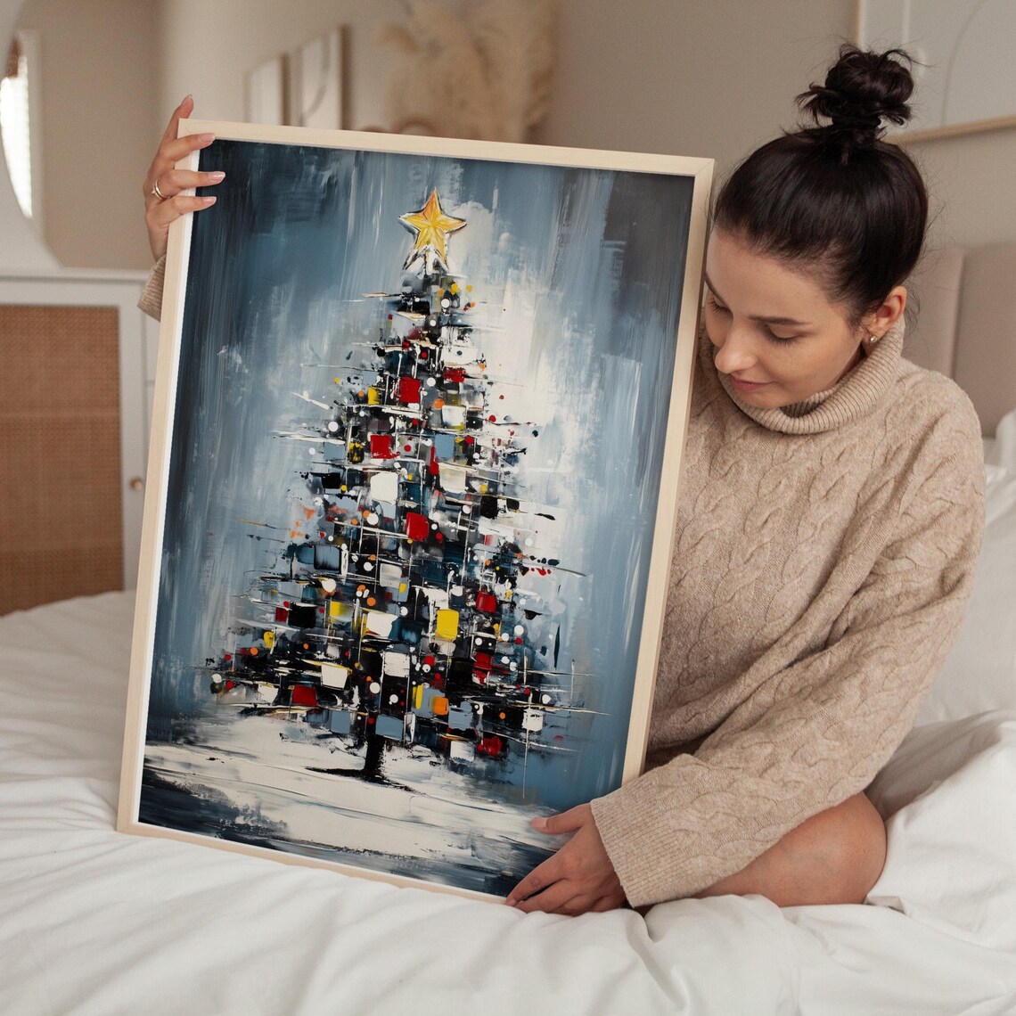 Abstract Christmas Tree, Modern Holiday Wall Decor