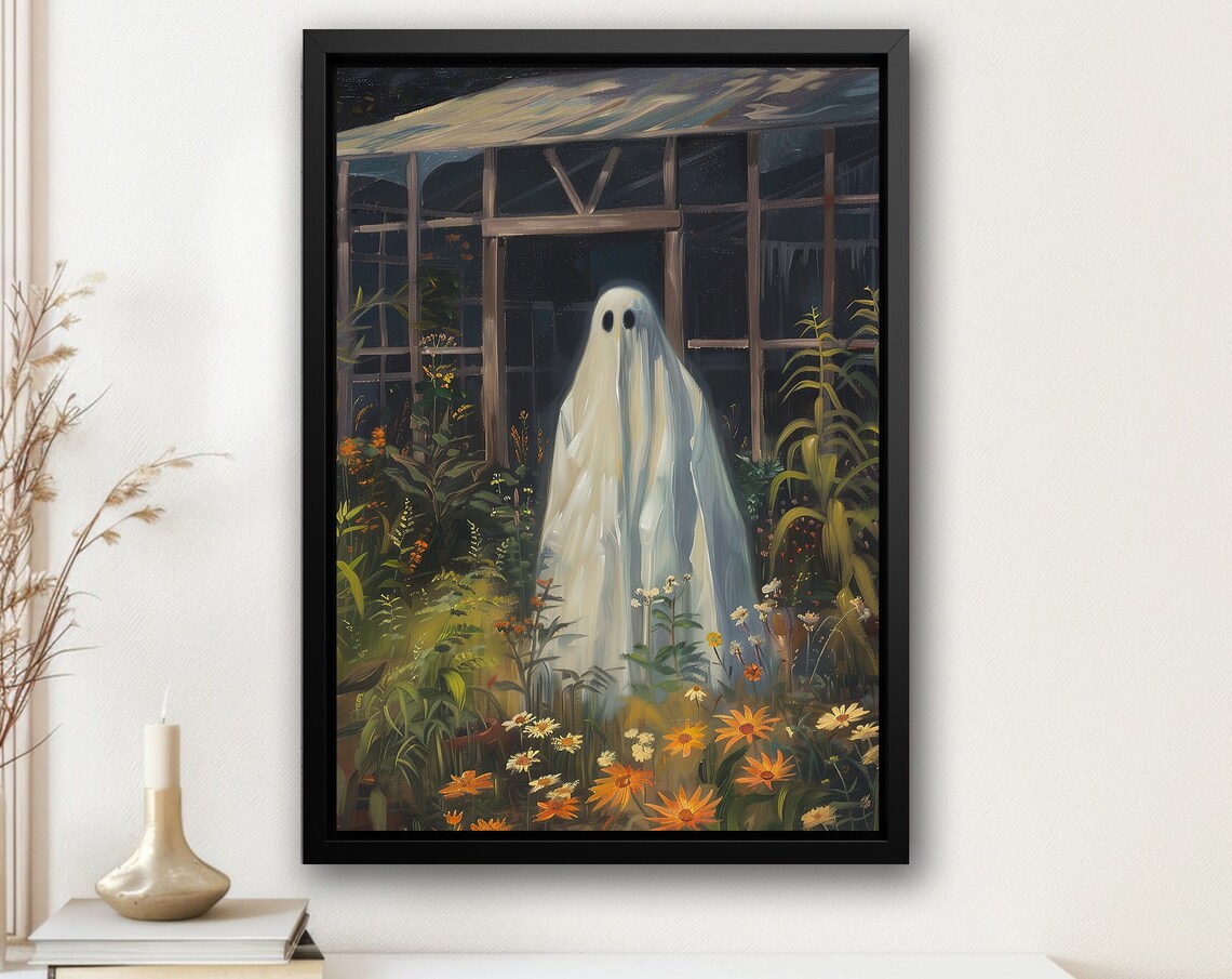 Ghost In Overgrown Greenhouse Doorway Wildflower Garden Art Poster