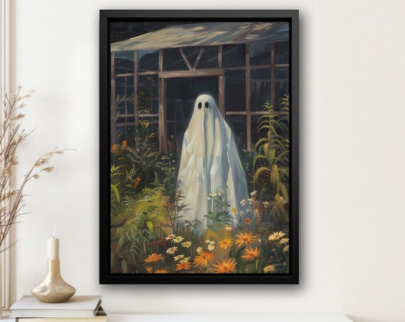 Ghost In Overgrown Greenhouse Doorway Wildflower Garden Art Poster