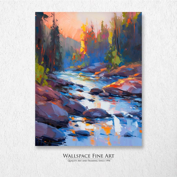 Mountain Stream Colorful Landscape Painting Wall Art Dcor Print Wallspace Fine 30038