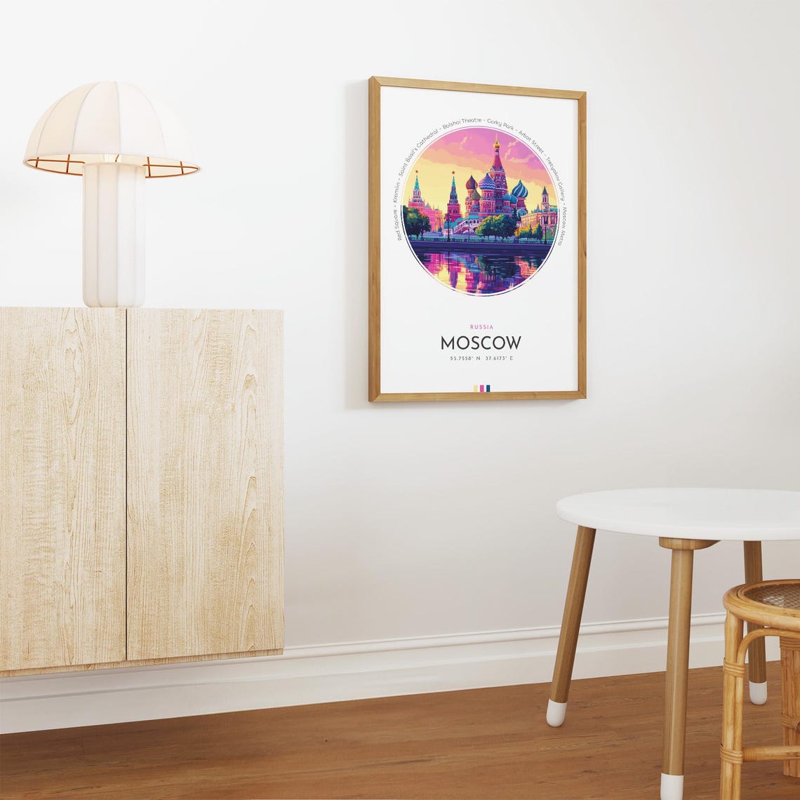 Moscow Russia Saint Basil Cathedral Sunset View Travel Poster - Image 3