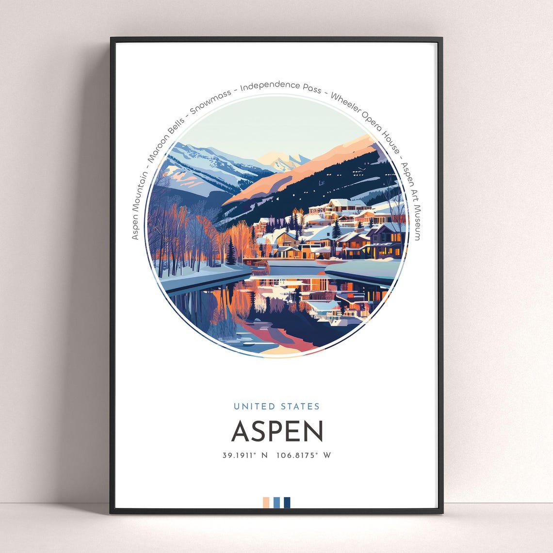 Aspen City Poster United States Travel Print Wall Art Travel Gift Landscape City Art Wall Decor Birthday Gift - Image 4